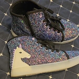 Sparkly Unicorn Kids High-Top Sneakers